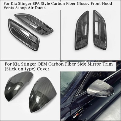 For Kia Stinger OEM Side Mirror Trim Cover/Hood Vents Scoop Exteiror Carbon