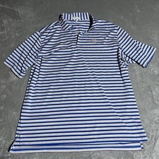 Peter Millar Summer Comfort Polo Shirt Mens XXL Blue Striped Golf Collar Mono