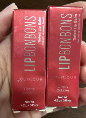 Lot of 2 YOUNIQUE LIP BONBONS TINTED BALM CHERRY COBBLER .015 OZ NIB - Free Ship
