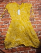 NWT Urban Outfitters Yellow Talia Floral Sun Mini Dress Cottage core Sz Small
