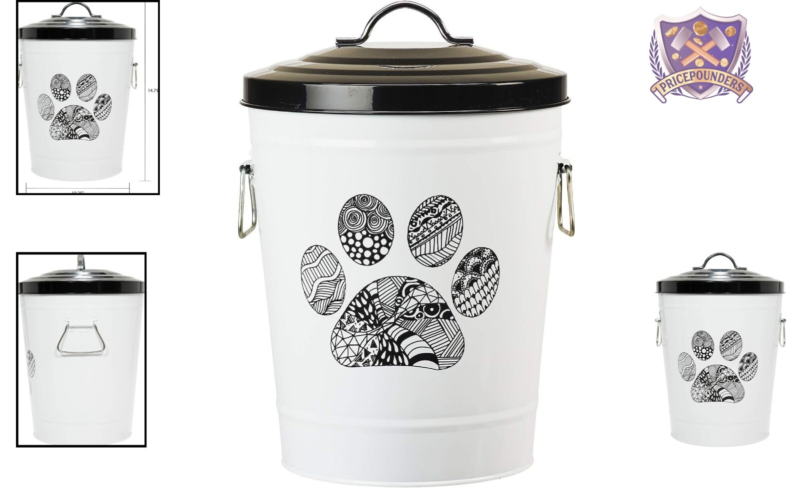 Large Metal Pet Food Storage Bin 17lb Capacity Durable Trendy Paw