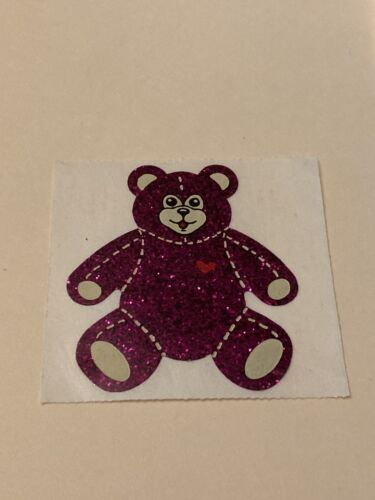 Vintage Sticker Bear Heart Glitter Mod 1980 Personal Expressions RARE - Afbeelding 1 van 2