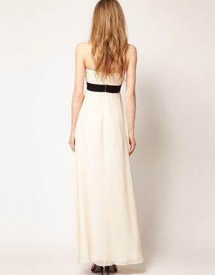 cream maxi dress with black trim Keila Lace Trim Maxi Dress Cream / Black