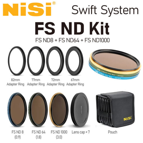 Nisi Swift FS ND Kit ND8 ND64 ND1000 Lens Filter 58mm 72mm 77mm 82mm 86mm 95mm - Picture 1 of 12