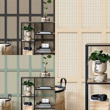Cane Wood Panel Wallpaper Fine Decor Wicker Rattan Modern Cream Black Green