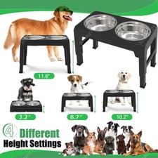 Elevated Dog Bowl Pet Feeder Stainless Steel Raised Food Water Stand Adjustable