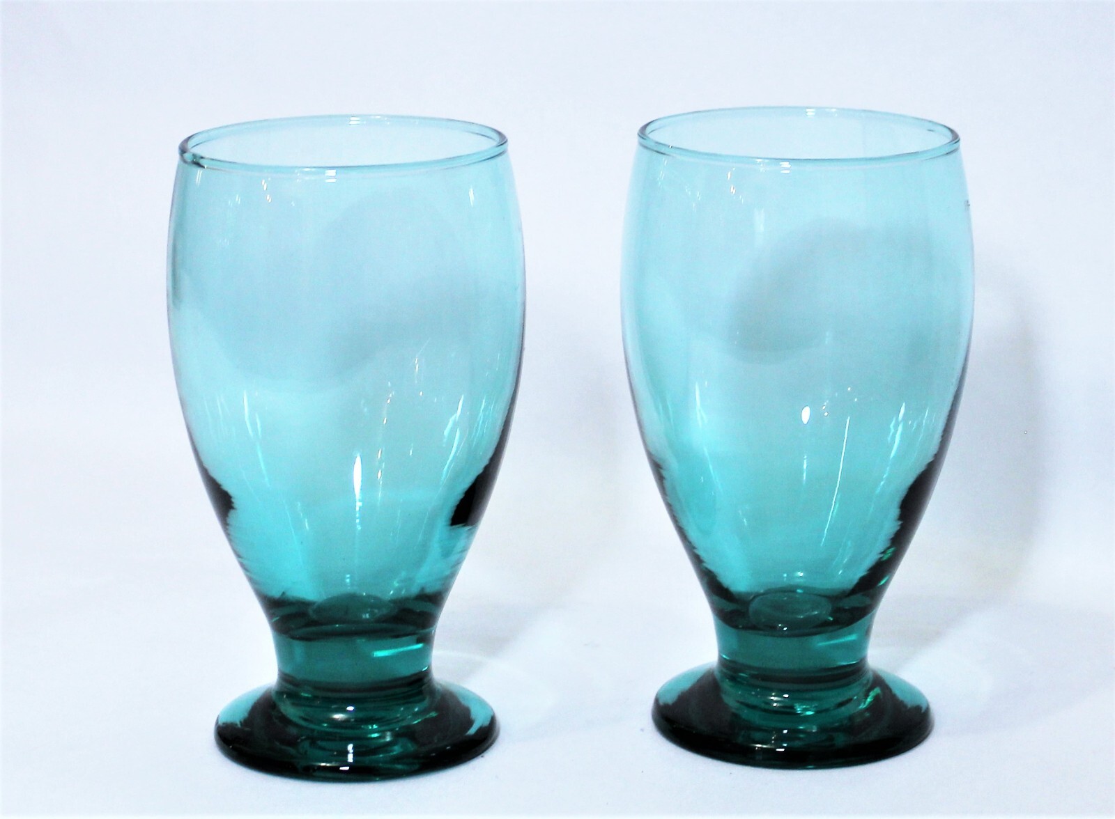 Libbey Footed Tumblers Wine Glass Water Goblet Aqua Teal Blue 2 eBay