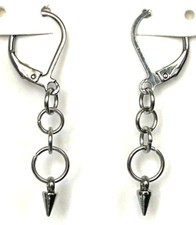 MINIMALIST PUNK ROCK Stainless Steel Mini Spike Leverback Dangle Earrings Goth