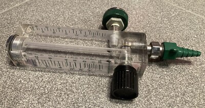 OXYGEN FLOW METER, TIMETER INSTRUMENT CO & OHMEDA QUICK DISCONNECT, USED, TESTED