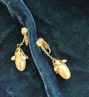 Exquisite Vintage French Dangle Faux Pearl and Rhinestone Drop Earrings — photo 2
