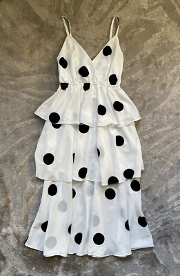 knee length dresses for ladies Polka Dot Tiered Midi Dress – Tonya's Treasures Inc main image 0
