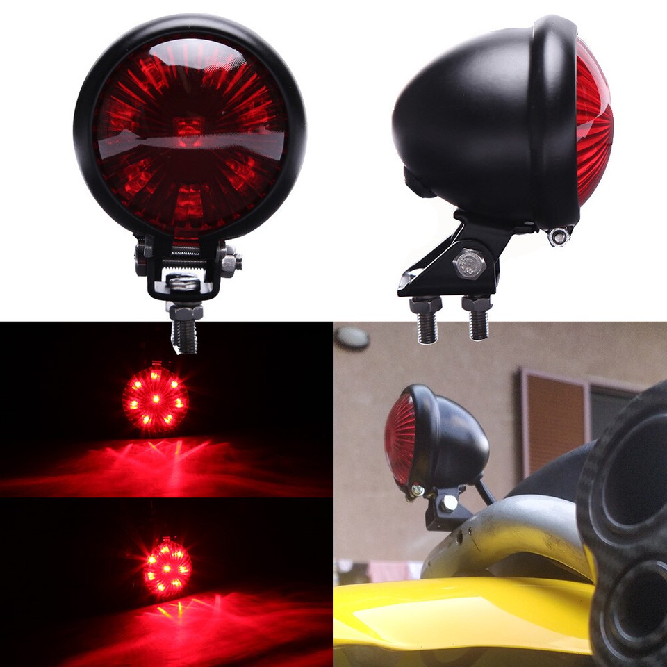 Bates Style Motorcycle Cafe Racer Chopper LED Brake Tail Light Black ...