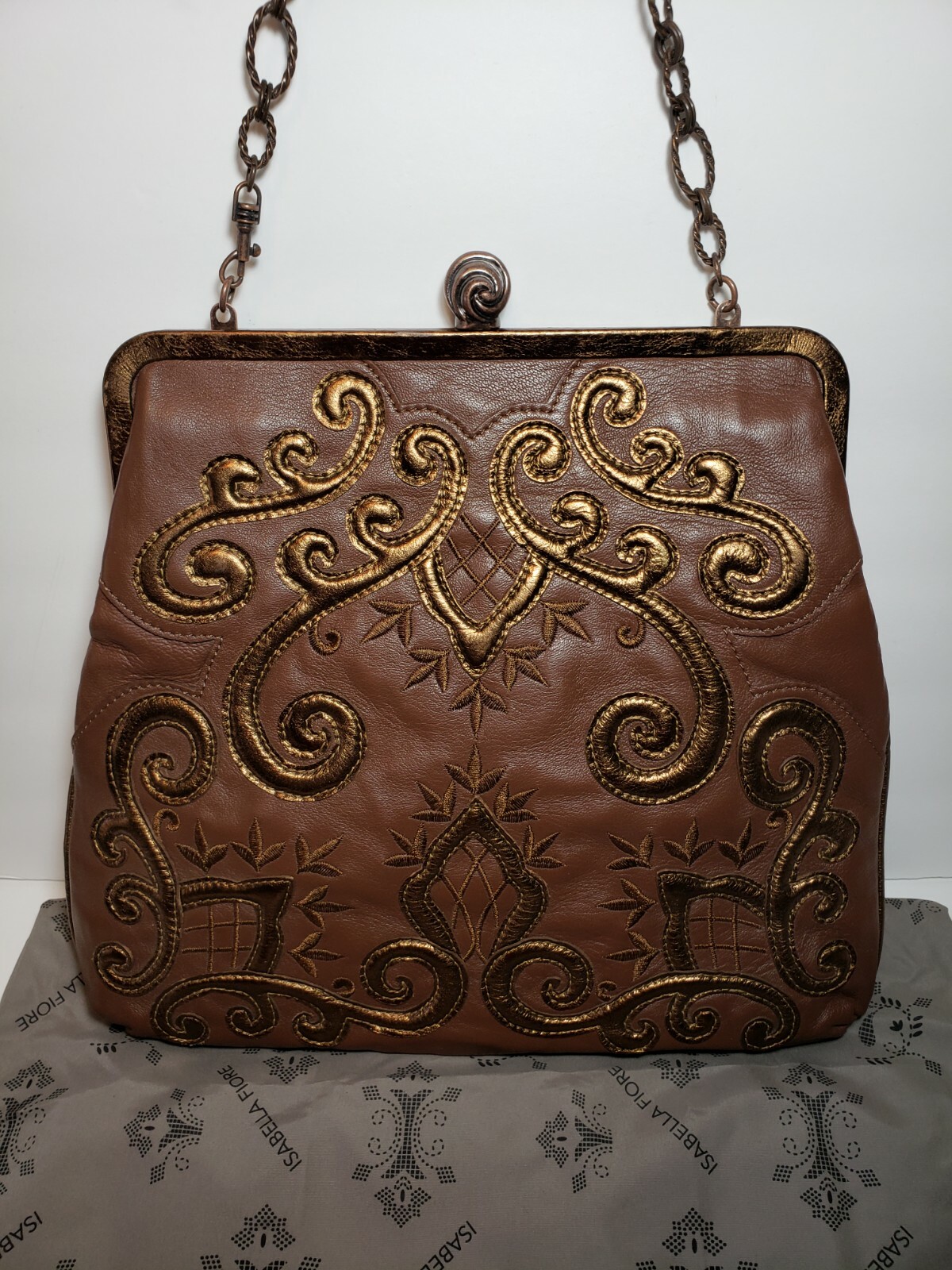 LIMITED EDITION ISABELLA FIORE ROYAL CELINE SHOULDER HANDBAG PURSE 12Wx11H $575 image 2