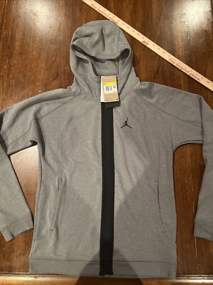 Nike Air Jordan Fleece Full-Zip Hoodie Jacket Men Sz S Grey