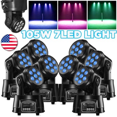 105W RGBW Moving Head Stage Lighting 7LED Wash DMX Beam Bar Disco Show DJ Light