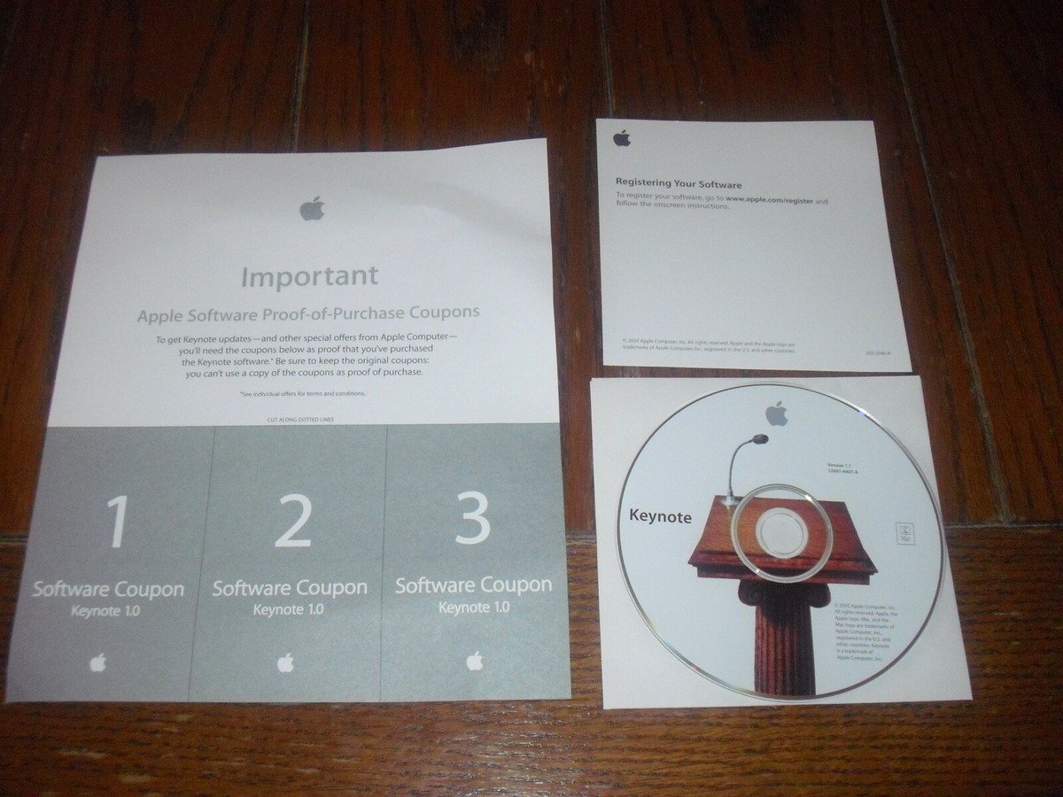 Apple Keynote 1.1 Installation CD, 2003, 1Z691-4401-A | eBay