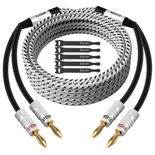 Elecan 14 AWG Speaker Cable Wire 6 Feet with Gold-Plated Banana Tip Plugs-Cl2 Ra