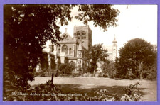 ENGLAND ST. ALBANS ABBEY FROM THE BANK GARDEN...