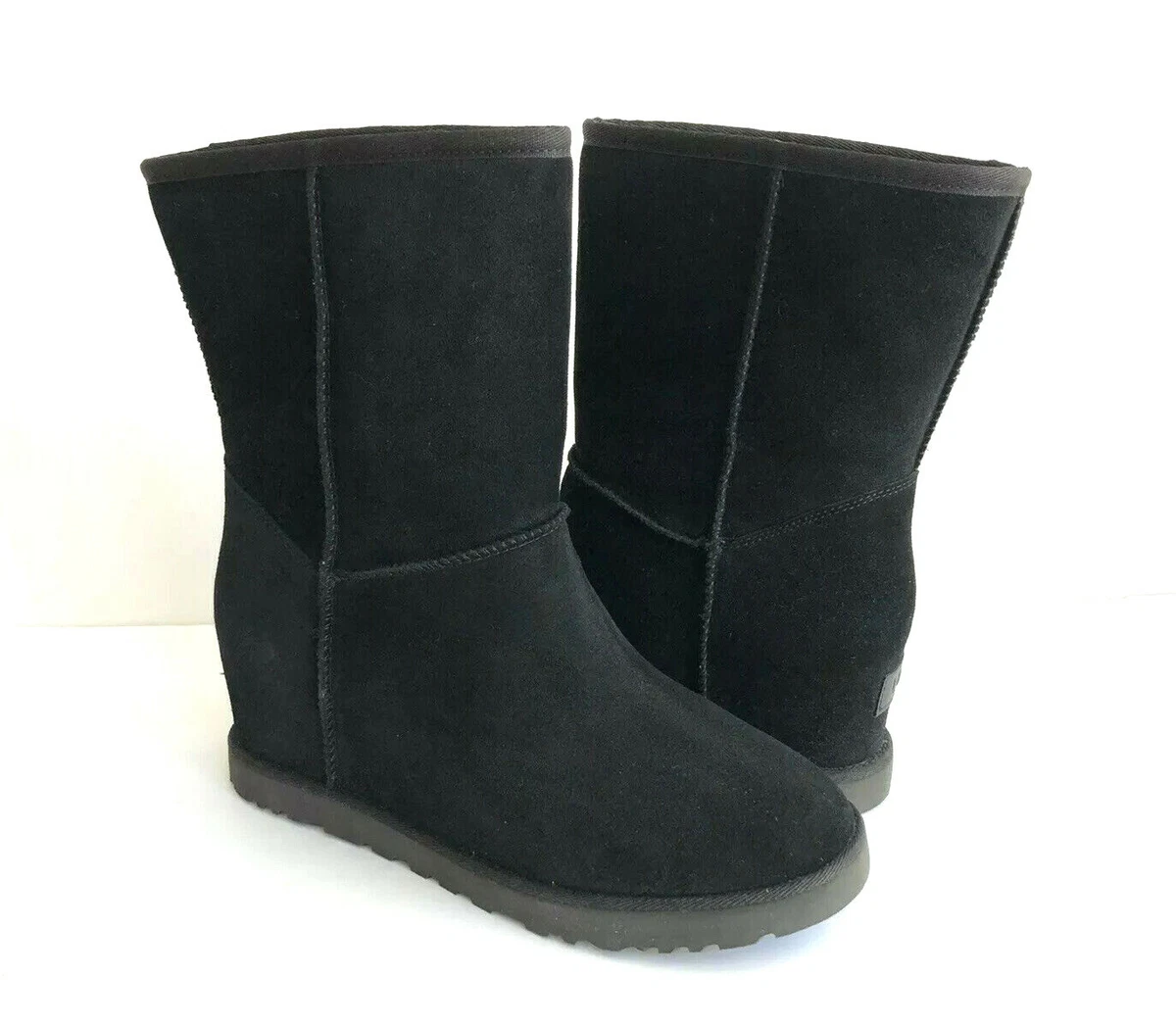 Short black wedge boots top