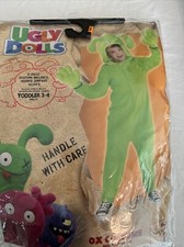 Ugly Dolls OX 3 Piece Green Halloween Costume Child Toddler 3-4, Jumpsuit Gloves