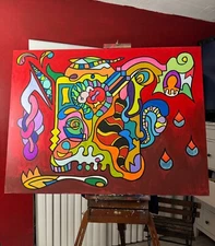 CatDaddyDollars Original Art "Mental Hangups" Large Abstract Acrylic Painting