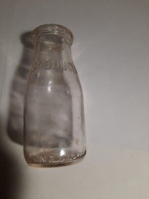 Vintage Embossed Producers Creamery Half Pint Milk  Bottle  Benton Harbor, MI