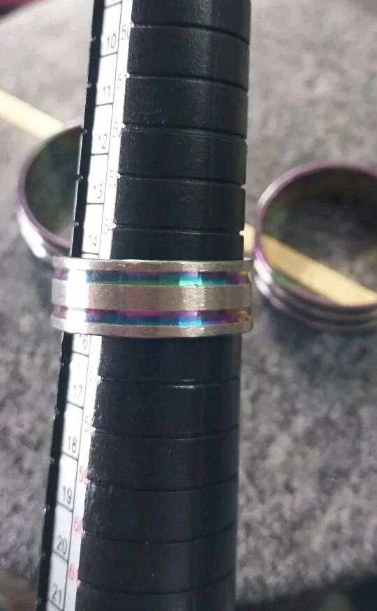 Обручальные кольца из нержавеющей стали разноцветные. 3 штуки - Изображение 4 из 4