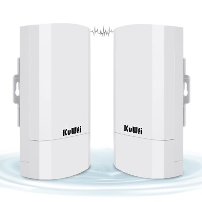 KuWFi 2-Pack 300Mbps Wireless Bridge, Outdoor CPE WiFi Kit Point to Point Wir...