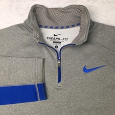 Nike Therma-Fit 1/4 Zip Jacket Mens Sz Large Gray Blue Logo