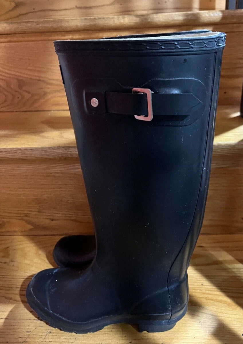 HUNTER Matte Black Knee High Tall Waterproof Rain Boots WOMEN S SIZE 5