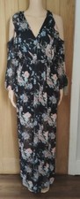 New Black Floral Print Cold Shoulder Maxi Dress Size 6 Lipsy