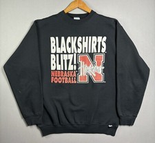 Vintage 90s Nebraska Cornhusker Football Crewneck Sweatshirt XLT Logo 7 USA Blk