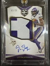 2020 PANINI LIMITED JUSTIN JEFFERSON ROOKIE AUTO PATCH SIGNATURE SSP RPA - 02/25