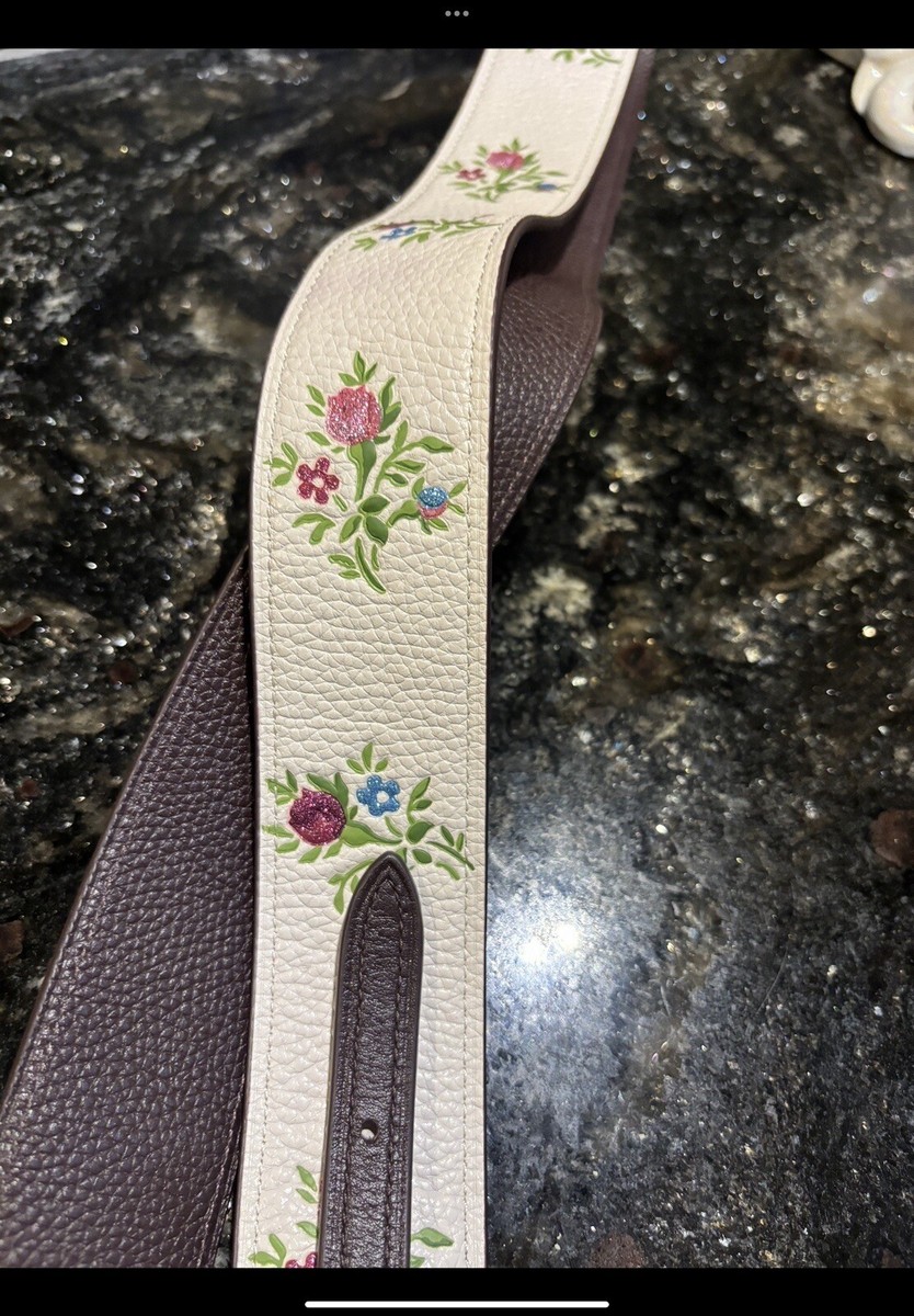 COACH Novelty Guitar Strap Handbag Strap Cross Stitch Glitter Floral 22860