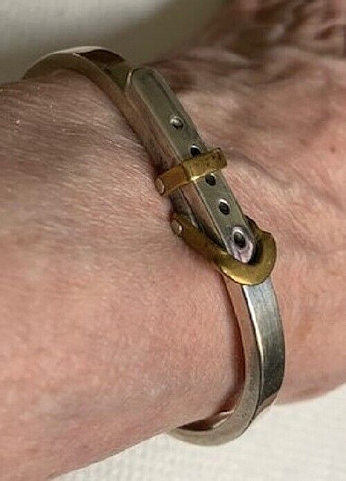 VINTAGE MEXICAN STERLING & BRASS BELT BUCKLE BANGLE BRACELET | eBay