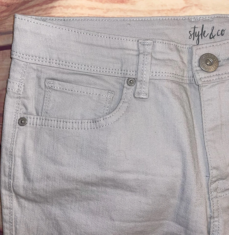 Bermuda Denim Jean Shorts  Size  4  Color Grey  Mid Rise  Cuffs  by Style & Co. - Image 3 of 4