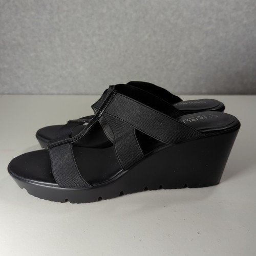 Sandalo Charles By Charles David nero patentato plateau zeppa slip on 8,5 elastico - Foto 4 di 8