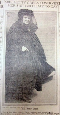 1915 newspaper HETTY GREEN The wealthy woman financier ''Witch of Wall Street''