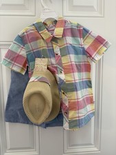 Tommy Bahama Boys 3 Piece Set hat, Shirt  Shorts - Size 7 Blue NWT 65