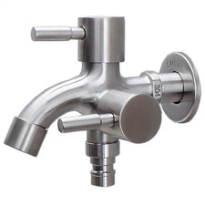 304 Stainless Steel Faucet Lengthened One into Two Out Multi-Function Double-Out