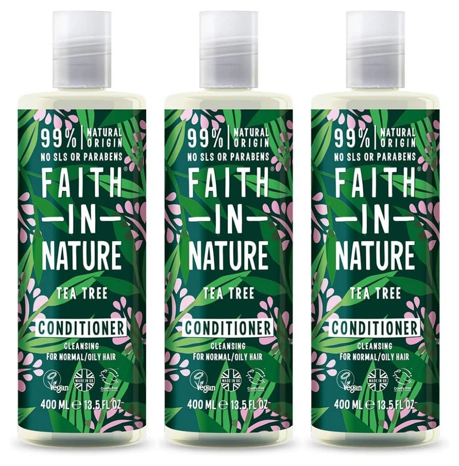 Faith In Nature Natural Tea Tree Conditioner, Cleansing, Vegan (3 Pack)