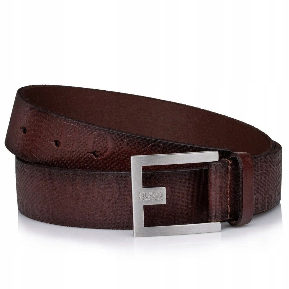 Hugo Boss C-Fleming 100% cinturón de cuero de vaca hecho a mano marrón... - Imagen 2 de 4