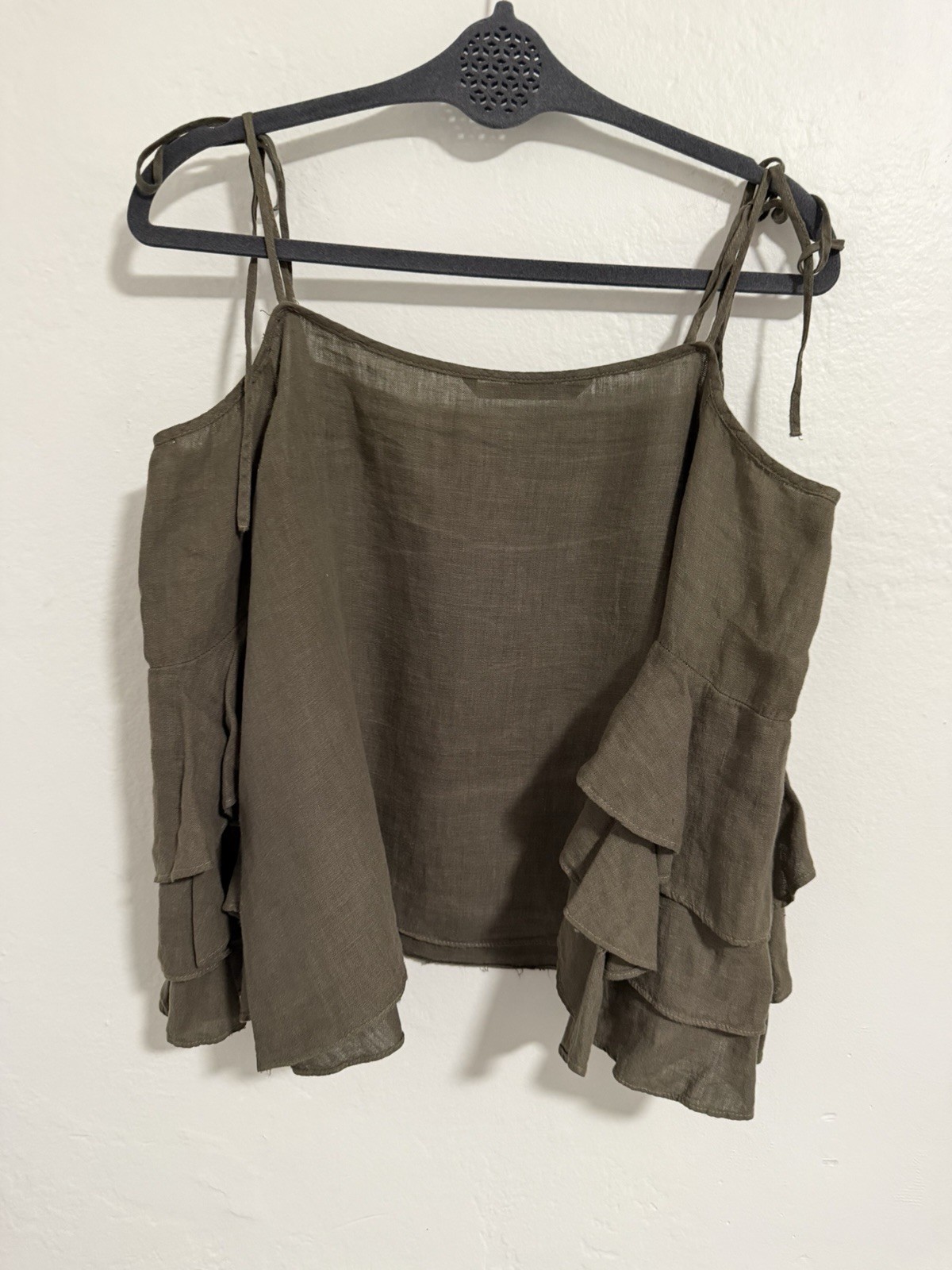 ZARA Basic Collection Olive Green Off Shoulder Ru… - image 4