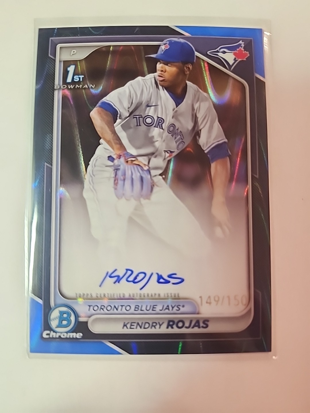 2024 Bowman Chrome Auto Kendry Rojas #CPA-KR Blue Raywave Refractor 149/150 Rc
