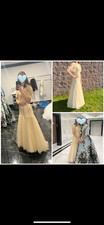 CUSTOM modest gown size 2-4 color champagne, lace and tulle