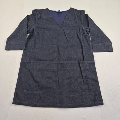 SEASALT Calidris Tunika 12 Indigo Damen Kleid V-Ausschnitt Langarm Hanf Baumw...