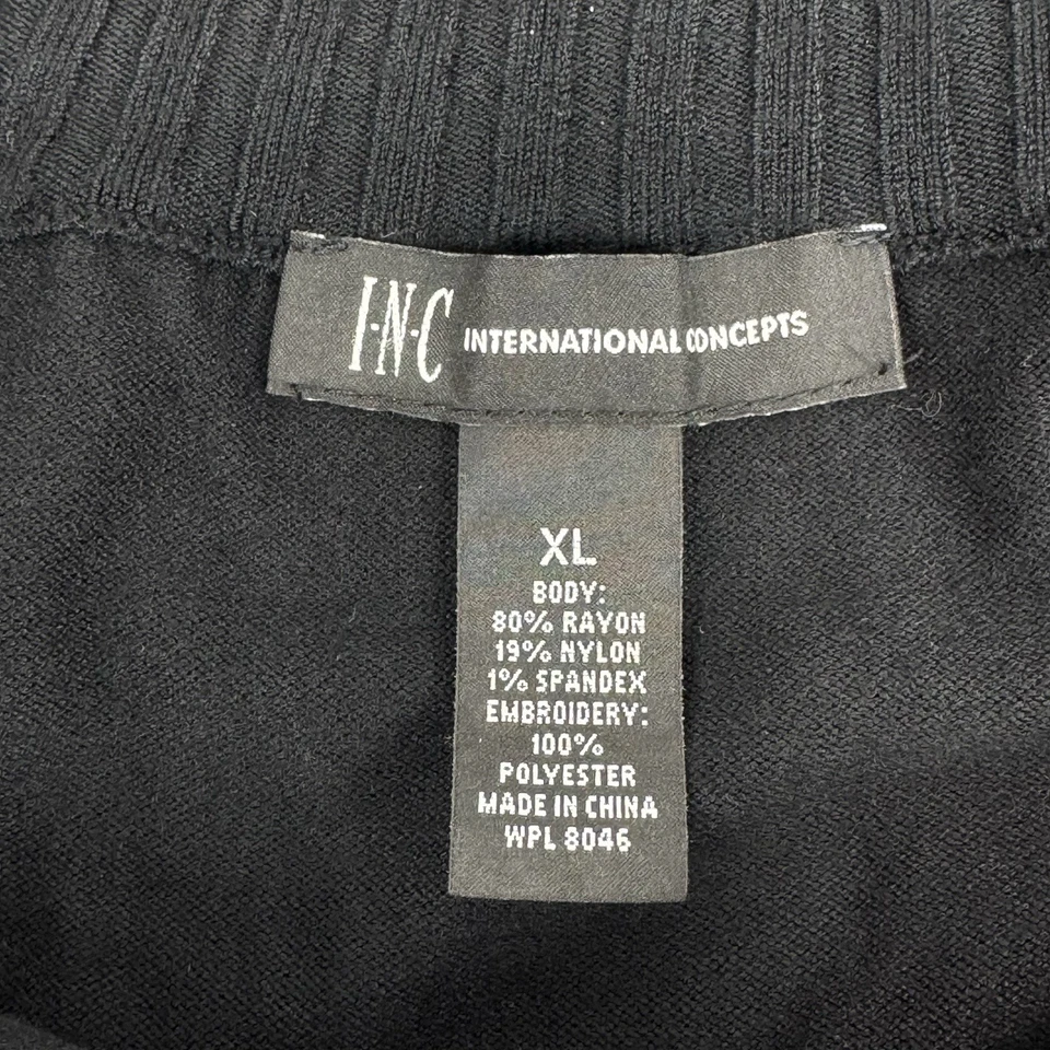 Suéter para mujer INC bordado fuera del hombro negro blanco floral XL tejido Top Foto 3 de 4