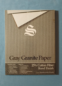 Southworth Gray Granite Business Paper 24lb Heavy 80 Sheets 25% Cotton P914C