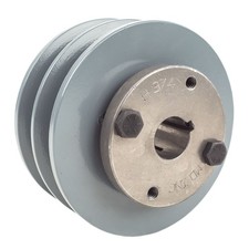 Cast Iron 4" Dual Groove Pulley 2 Belt B Section 5L with 3/4" Sheave Bushing