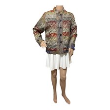 Coldwater Creek Asia Inspired Women's Silk Jacket M Lightweight Lined Artsy Chic